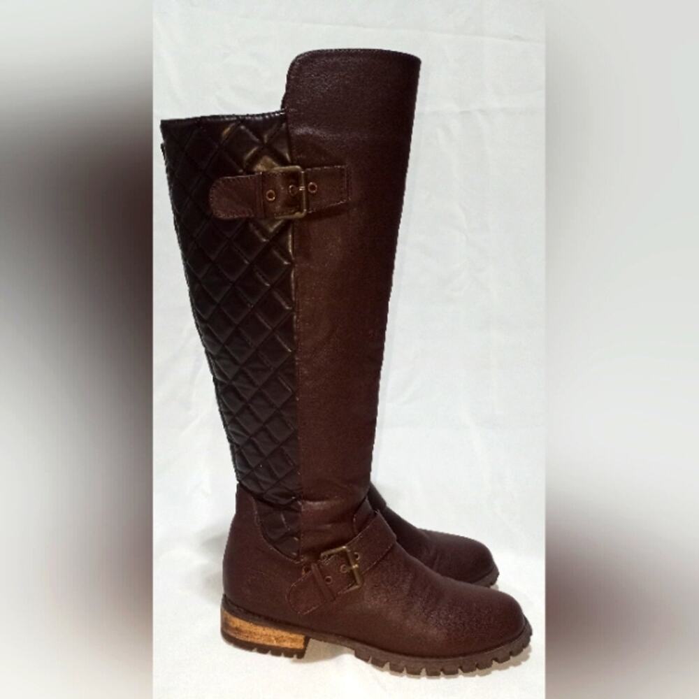 Dirty Laundry Twist & Shout Woman's Knee High Buckle Boots Brown Size 8